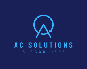 Blue Tech Letter A logo design