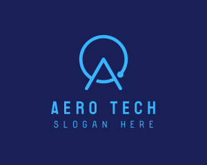 Blue Tech Letter A logo design