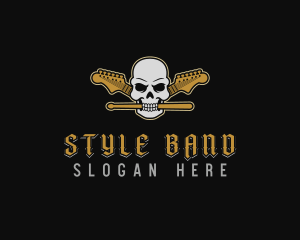 Punk Rock Skull Drumstick logo design