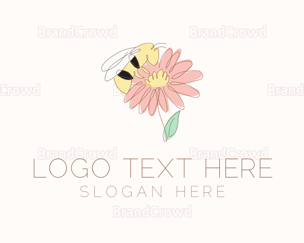 Flower Bee Insect Logo