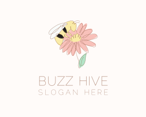 Flower Bee Insect logo design