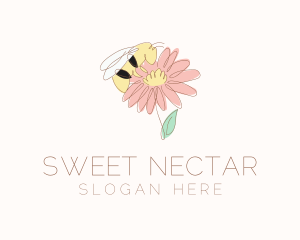 Flower Bee Insect logo design