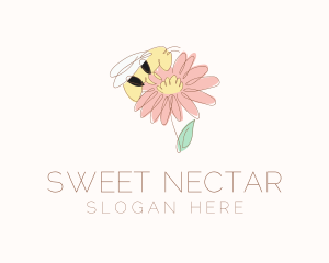 Honeybee - Flower Bee Insect logo design