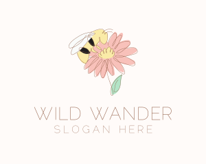 Flower Bee Insect logo design