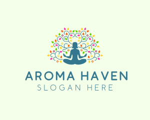 Healing Meditation Woman  logo design