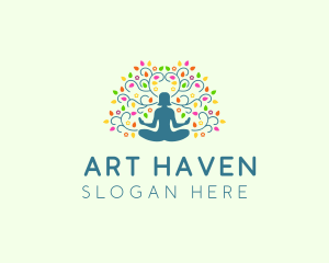 Healing Meditation Woman  logo design