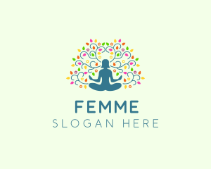 Healing Meditation Woman  logo design