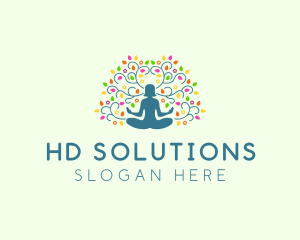 Healing Meditation Woman  logo design