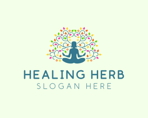 Healing Meditation Woman  logo design