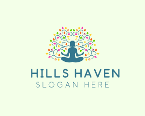 Healing Meditation Woman  logo design