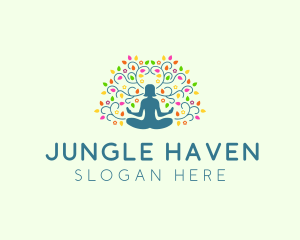 Healing Meditation Woman  logo design