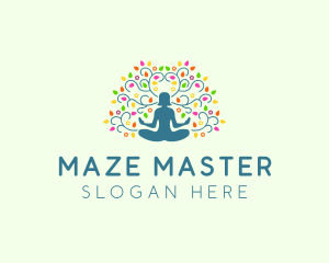 Healing Meditation Woman  logo design