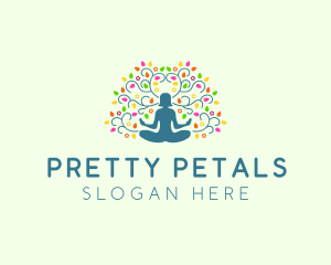 Healing Meditation Woman  logo design