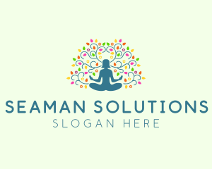 Healing Meditation Woman  logo design