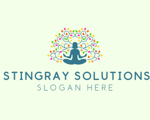 Healing Meditation Woman  logo design