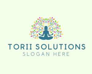 Healing Meditation Woman  logo design