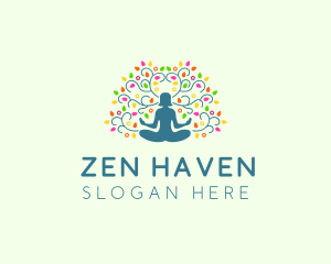 Healing Meditation Woman  logo design