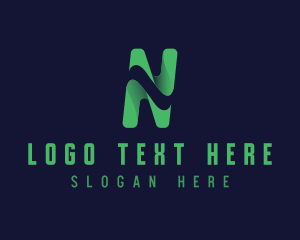 Negative Space - Modern Professional Wave Letter N logo design