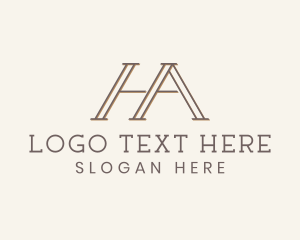 Financial - Outline Minimalist Realtor Letter HA logo design