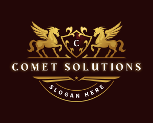 Crest Elegant Pegasus logo design