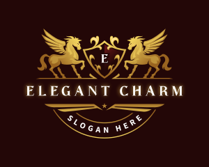 Crest Elegant Pegasus logo design