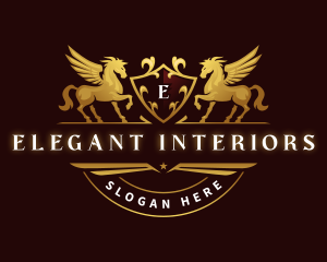 Crest Elegant Pegasus logo design