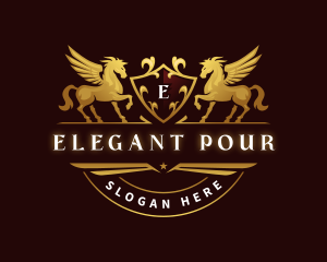 Crest Elegant Pegasus logo design