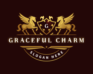 Crest Elegant Pegasus logo design