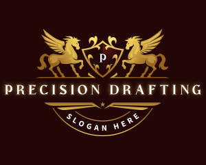 Crest Elegant Pegasus logo design