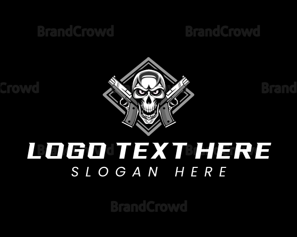 Skull Handgun Shooter Logo