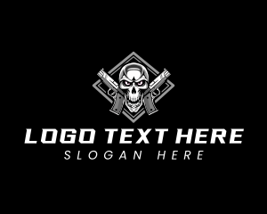 Skull Handgun Shooter logo design