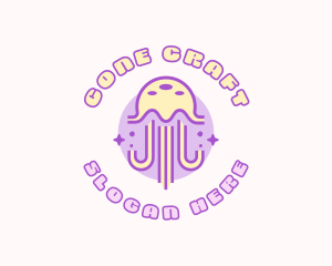 Cute Sparkle Jellyfish logo design