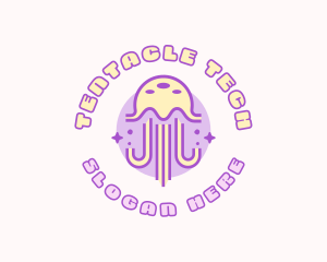 Cute Sparkle Jellyfish logo design