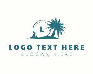 Swim - Tropical Island Beach logo design