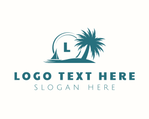 Boat - Tropical Island Beach logo design