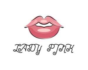 Pink Kissable Lips logo design