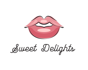 Pink Kissable Lips logo design