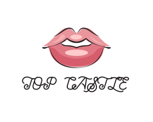 Watercolor - Pink Kissable Lips logo design