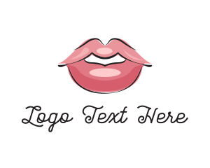Lipstick - Pink Kissable Lips logo design