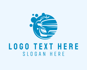 Clean - Blue Car Wash Cleaning logo design