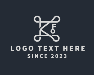 Script - Elegant Silver Key Letter K logo design