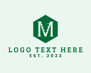 Hexagon - Industrial Drill Letter M logo design