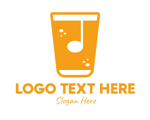 Drinking Glass - Musical Note Drink logo design