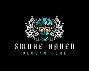 Mask Smoke Helmet logo design