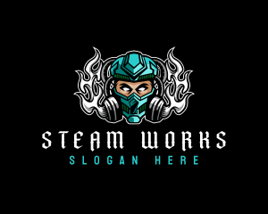 Steam - Mask Smoke Helmet logo design