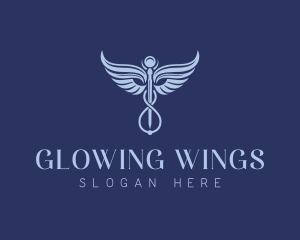 Pharmaceutical Caduceus Wings logo design