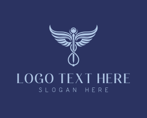 Clinic - Pharmaceutical Caduceus Wings logo design