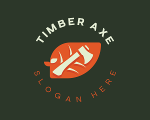 Leaf Axe Woodcutter logo design