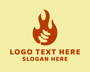 Canteen - Sausage Grill Flame logo design