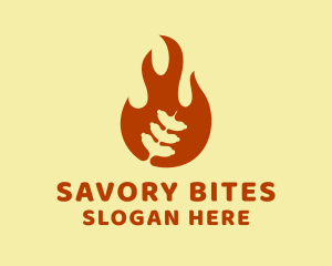 Sausage - Sausage Grill Flame logo design